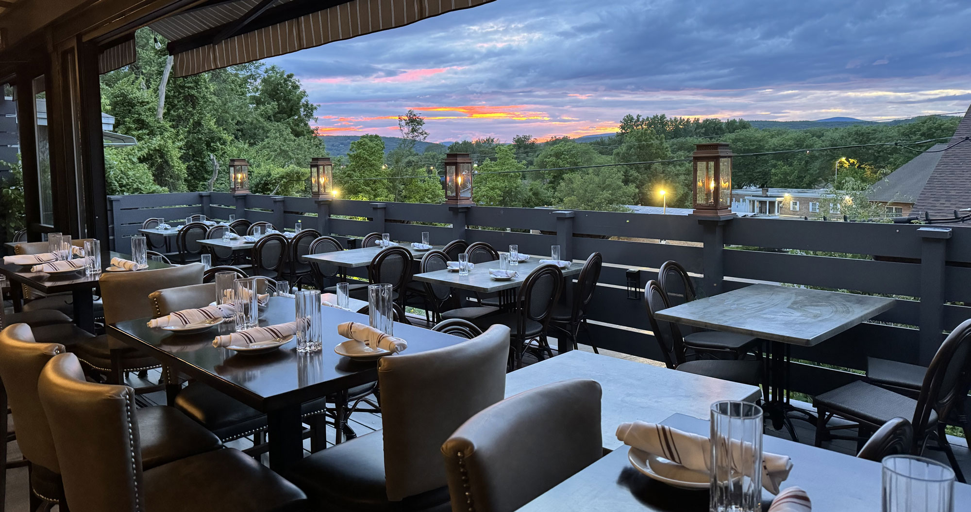photograph of the Brickmen deck at sunset